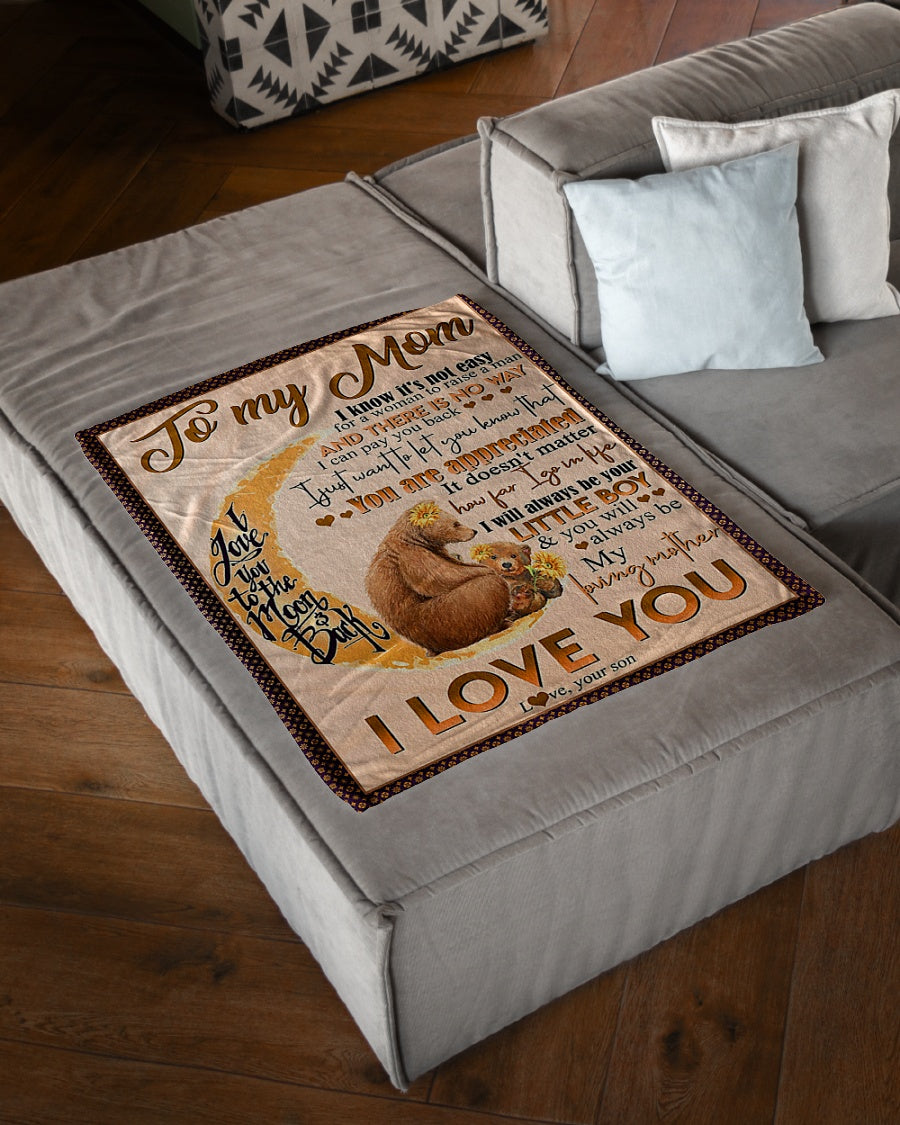 Bear My Loving Mother From Son Flannel Blanket For Cozy Bedroom Sofa Decor