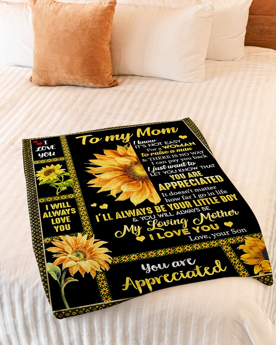 Sunflower You Are My Hero Mother Flannel Blanket For Cozy Bedroom Sofa Decor