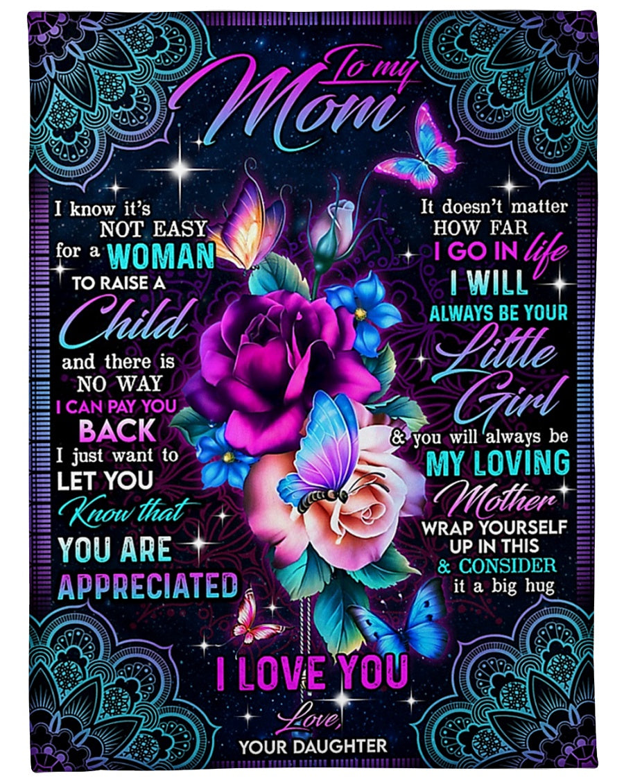 Rose You Will Always Be My Loving Mother Big Hug Flannel Blanket For Cozy Bedroom Sofa Decor