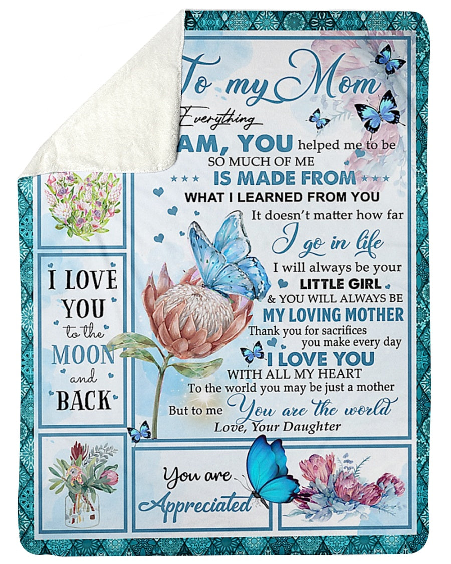 Butterfly To My Mom You Are The World To Me Flannel Blanket For Cozy Bedroom Sofa Decor