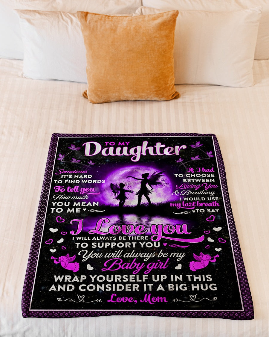 Family Sometimes It's Hard To Find Words Mom To Daughter Flannel Blanket For Cozy Bedroom Sofa Decor