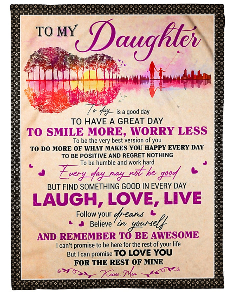 Guitar Today Is A Good Day Mom To Daughter Flannel Blanket For Cozy Bedroom Sofa Decor