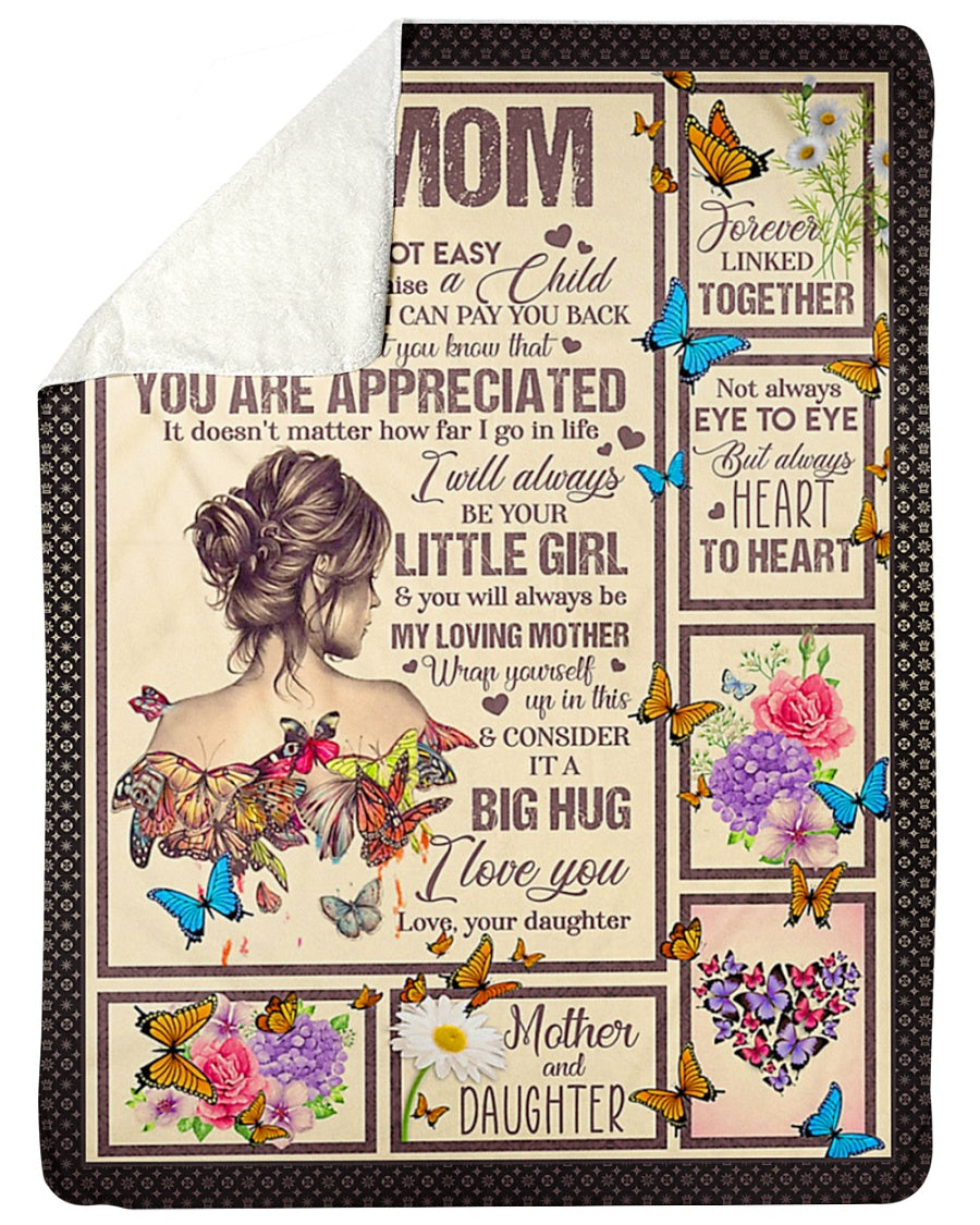 Butterfly To My Mom You Will Always Be My Loving Mom Flannel Blanket For Cozy Bedroom Sofa Decor