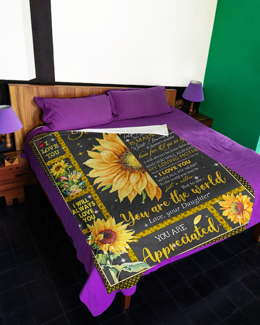 Sunflower To My Mom Flannel Blanket For Cozy Bedroom Sofa Decor