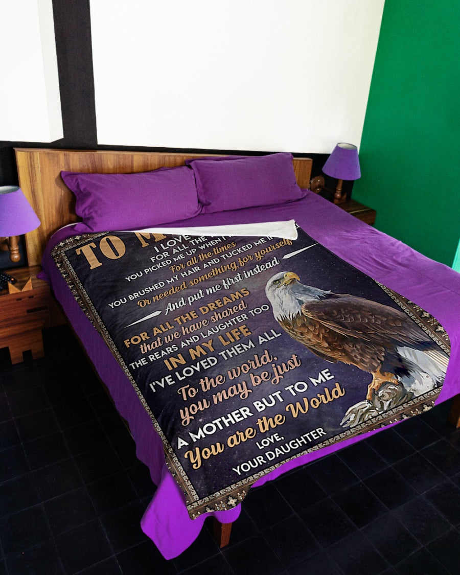 Eagle To My Mom You Are The World Flannel Blanket For Cozy Bedroom Sofa Decor