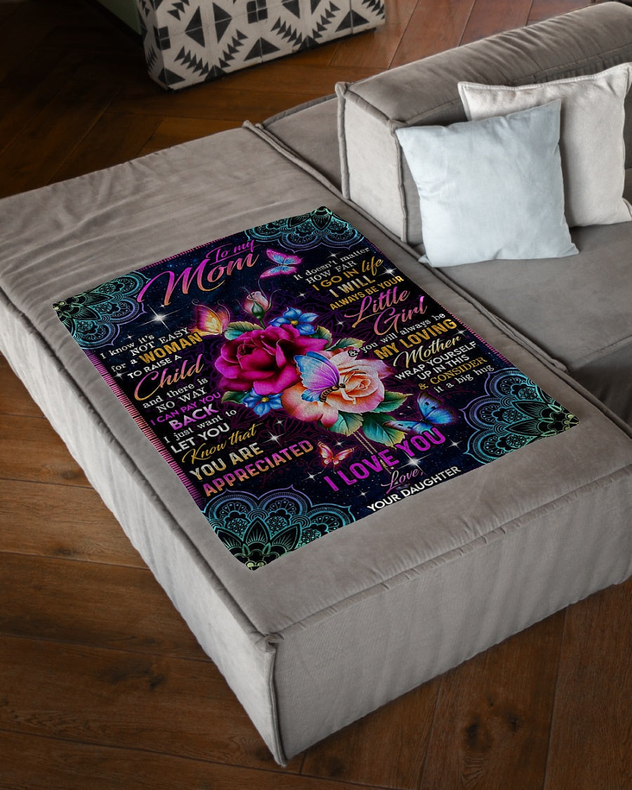 Rose I Love You With All My Heart My Loving Mother Flannel Blanket For Cozy Bedroom Sofa Decor