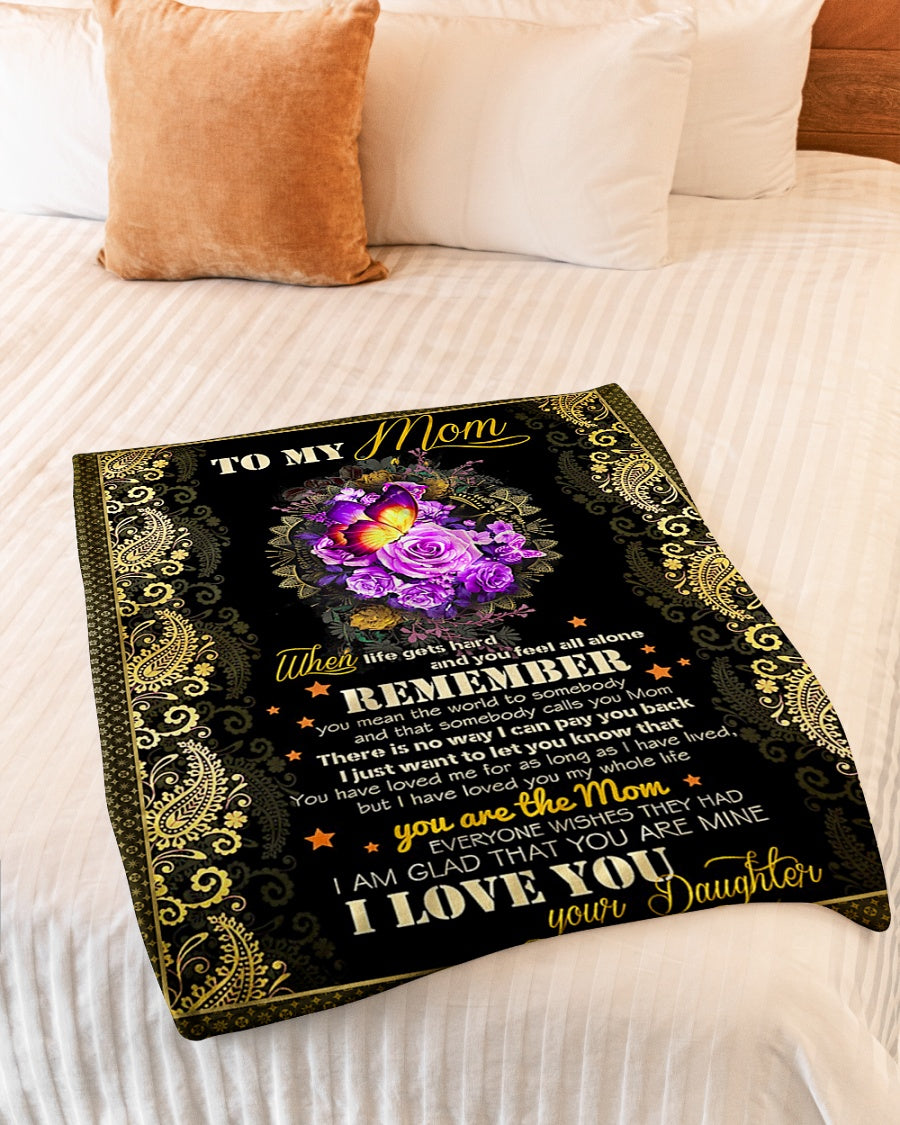 Rose To My Mom Rose Butterfly When Life Flannel Blanket For Cozy Bedroom Sofa Decor