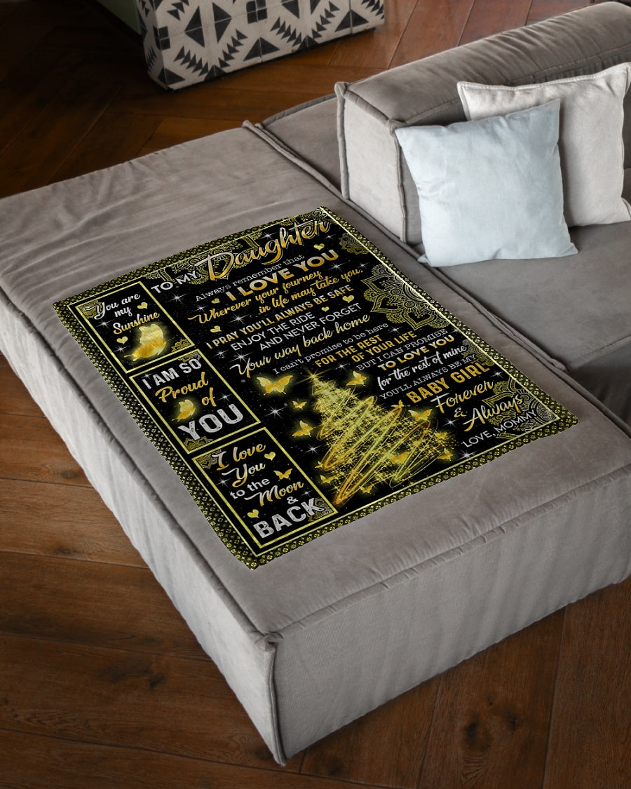 Family I Am So Proud Of You Daughter Gift Black And Yellow Flannel Blanket For Cozy Bedroom Sofa Decor