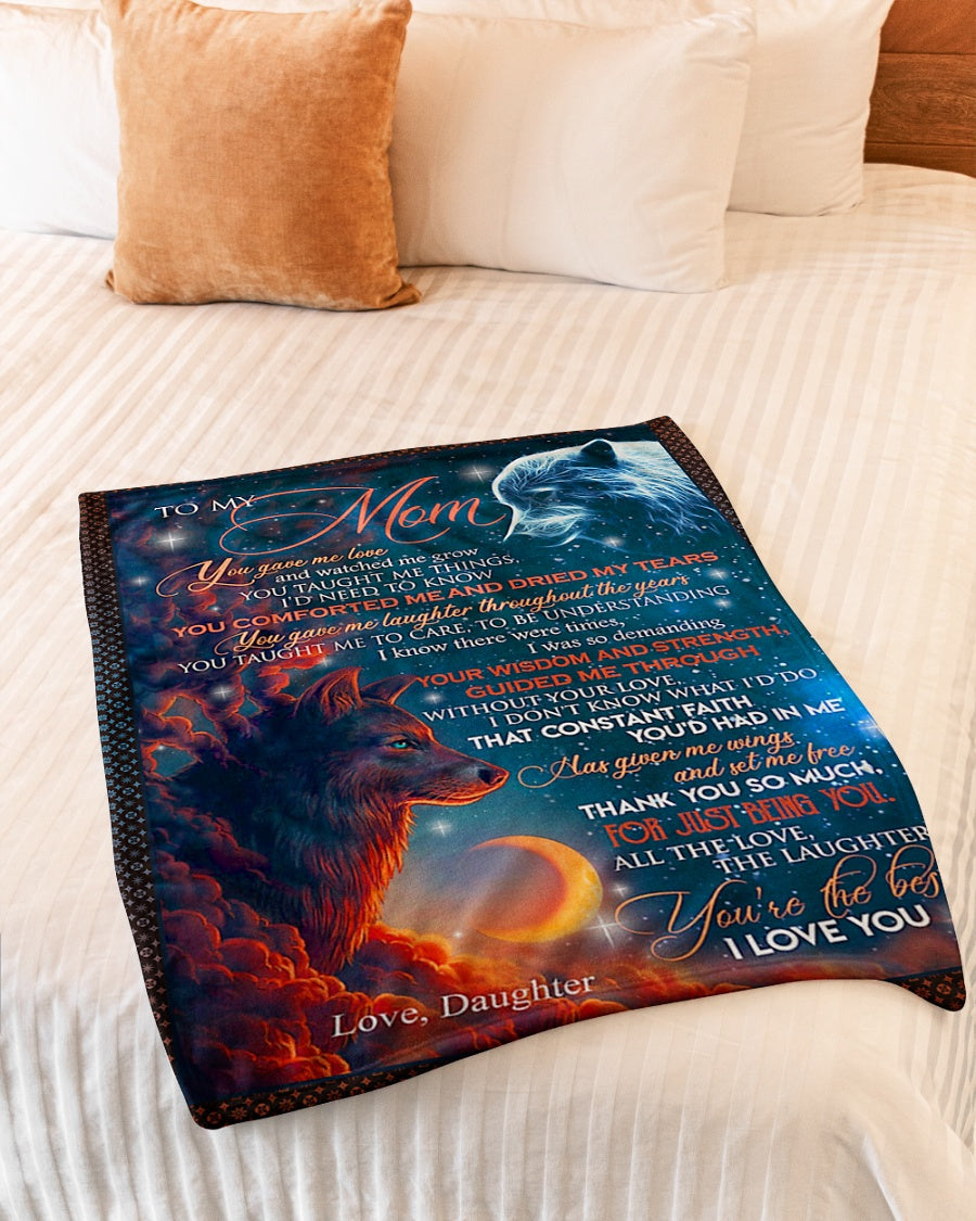 Wolf You Gave Me Love Mother Flannel Blanket For Cozy Bedroom Sofa Decor