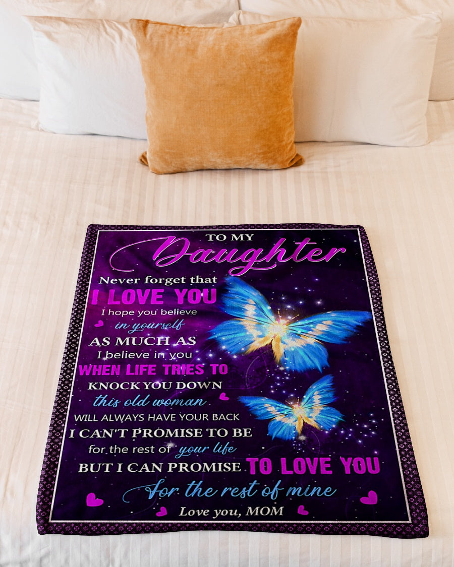 Butterfly Never Forget That I Love You Mom To Daughter Lover Flannel Blanket For Cozy Bedroom Sofa Decor