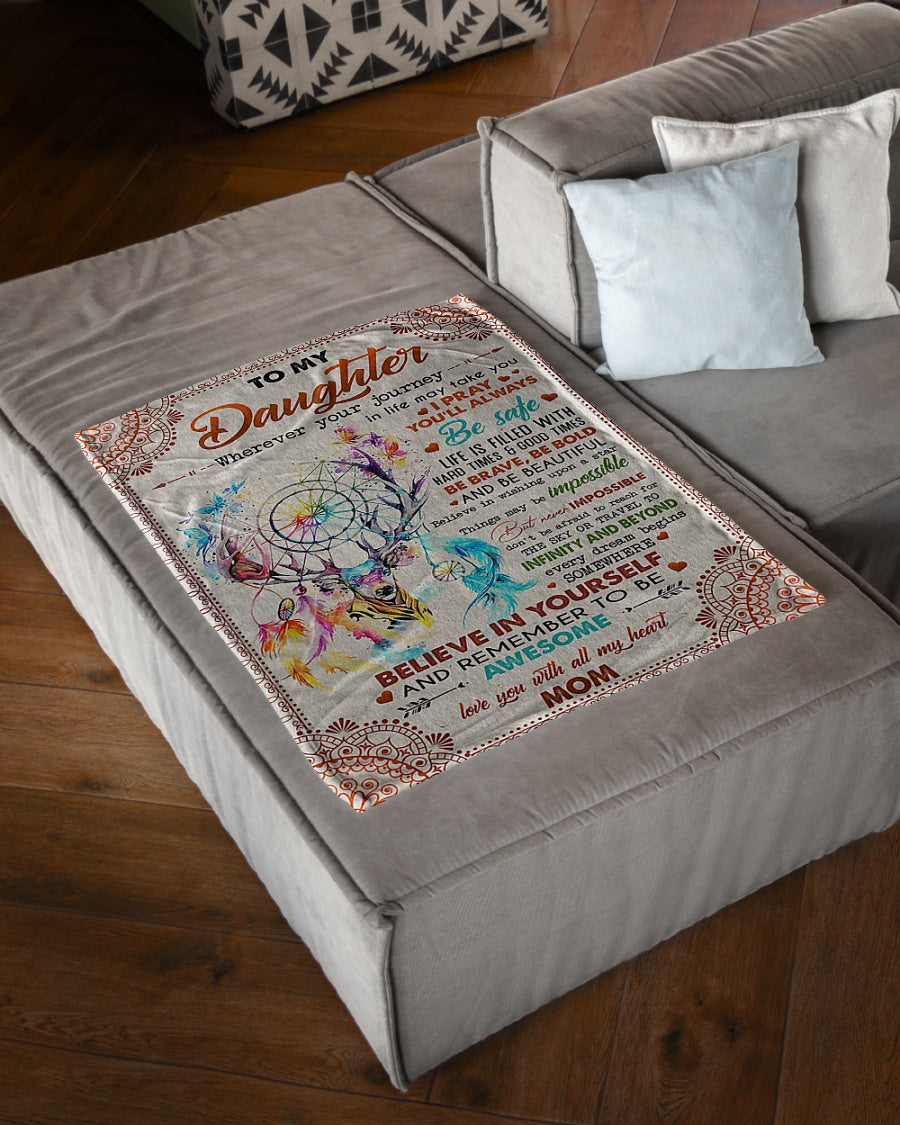 Deer Lover Believe In Yourself Mom To Daughter Flannel Blanket For Cozy Bedroom Sofa Decor