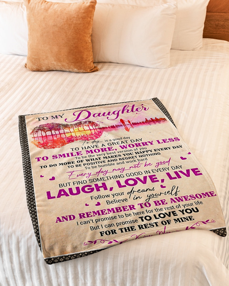 Guitar Today Is A Good Day Mom To Daughter Flannel Blanket For Cozy Bedroom Sofa Decor