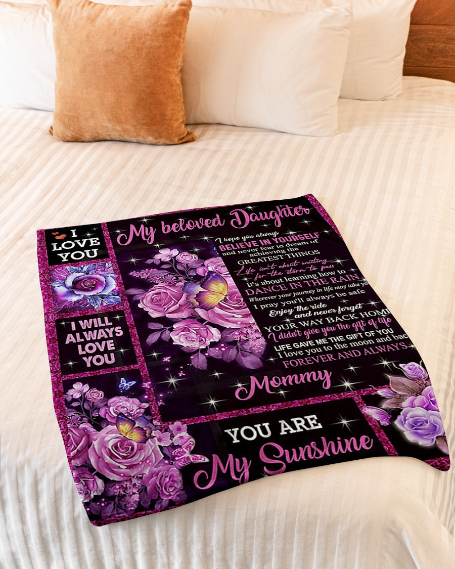 Rose Your Way Back Home Daughter Gift Flannel Blanket For Cozy Bedroom Sofa Decor