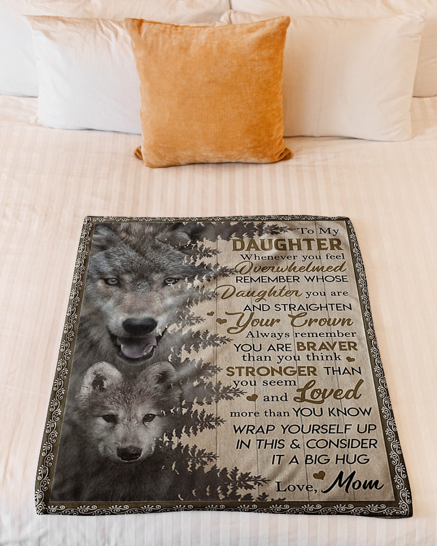 Wolf Big Hug Mom To Daughter Flannel Blanket For Cozy Bedroom Sofa Decor