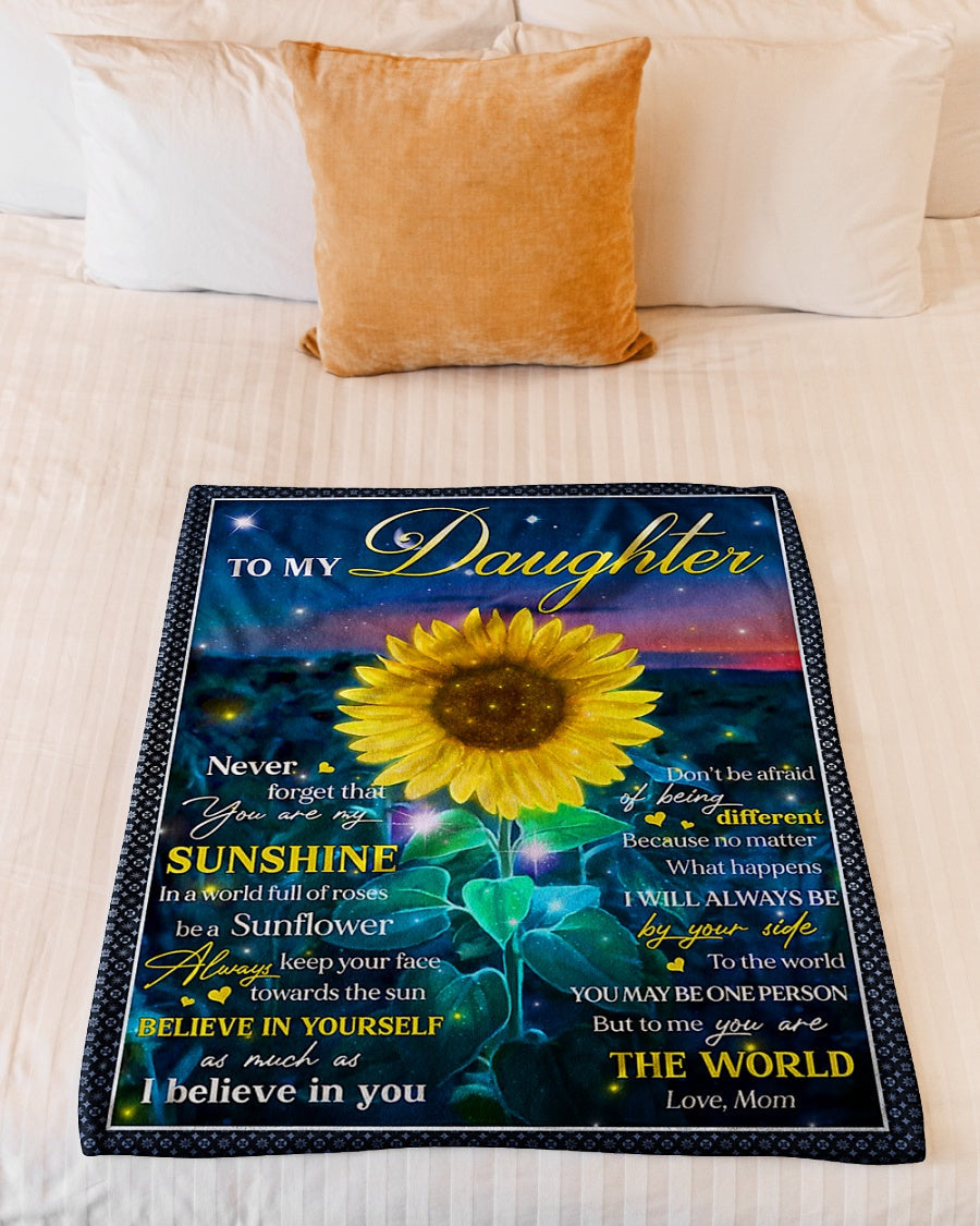 Sunflower Never Forget That You're My Sunshine Mom To Daughter Flannel Blanket For Cozy Bedroom Sofa Decor