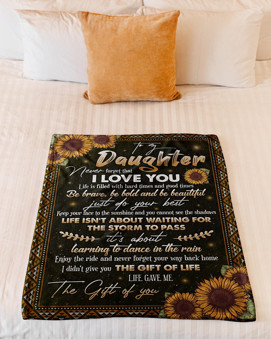 Sunflower To My Daughter Life Is Filled With Hard Times Flannel Blanket For Cozy Bedroom Sofa Decor