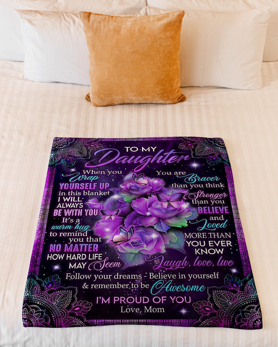 Butterfly I'm Proud Of You Daughter Gift Flannel Blanket For Cozy Bedroom Sofa Decor