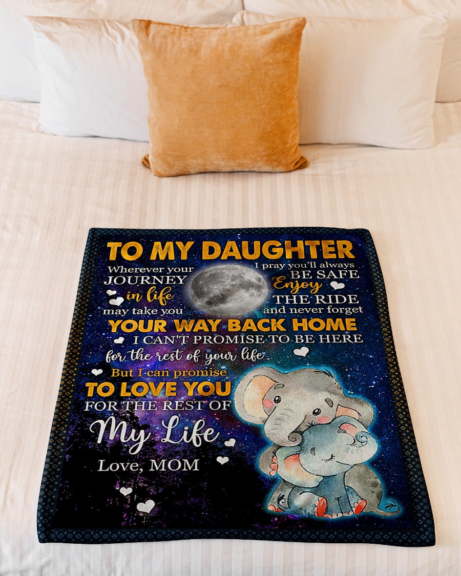 Elephant Your Way Back Home Daughter Gift Flannel Blanket For Cozy Bedroom Sofa Decor