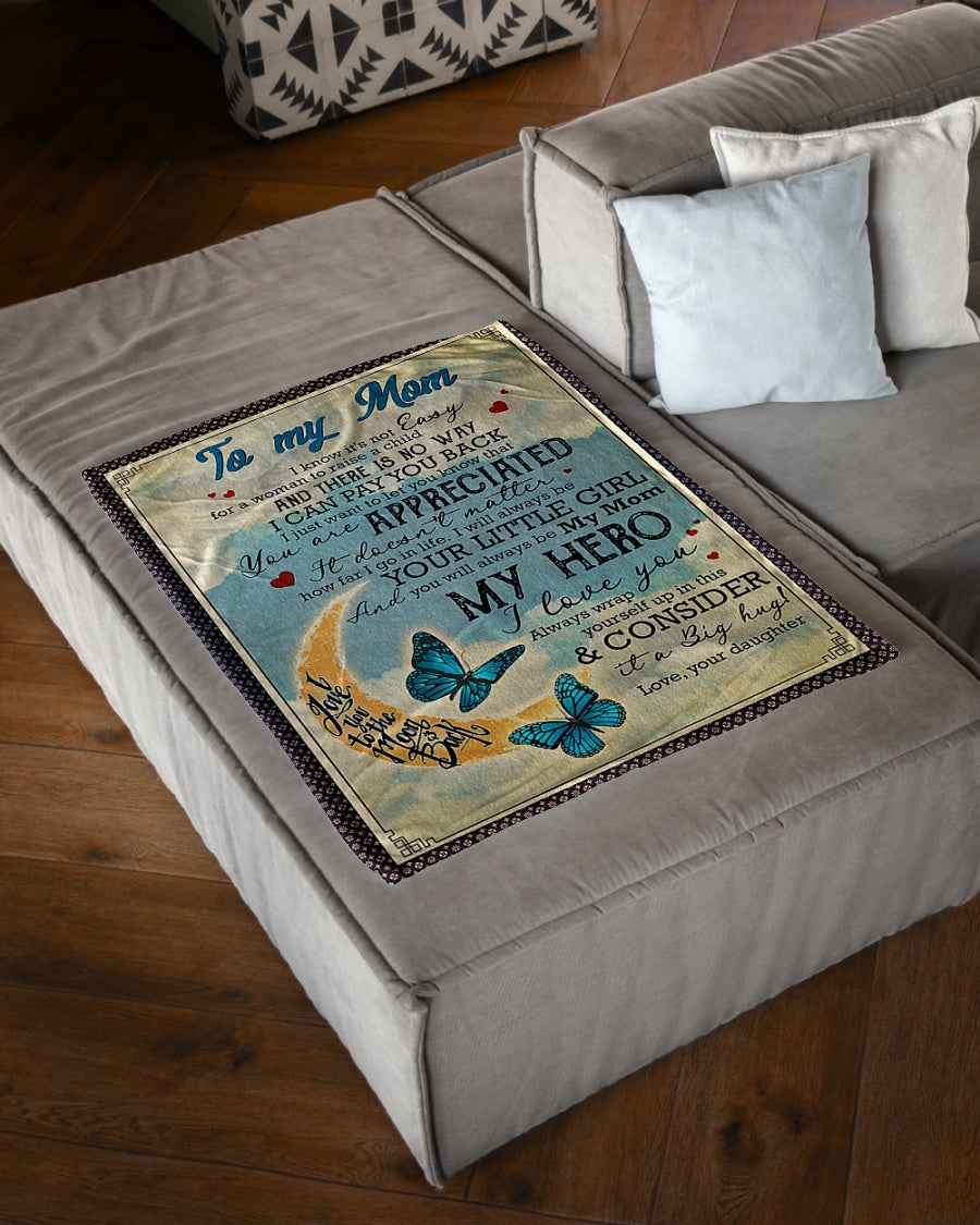 Butterfly To My Mother My Mom My Hero Flannel Blanket For Cozy Bedroom Sofa Decor