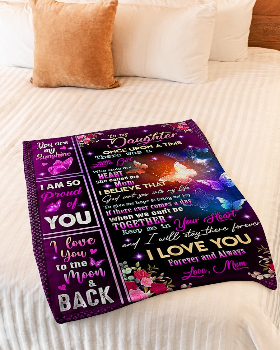 Butterfly Keep Me In Your Heart Daughter Gift Flannel Blanket For Cozy Bedroom Sofa Decor