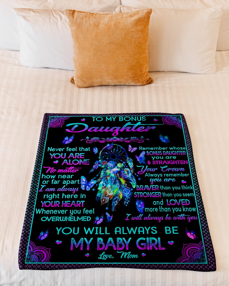 Family Never Feel That You Are Alone To Bonus Daughter Flannel Blanket For Cozy Bedroom Sofa Decor