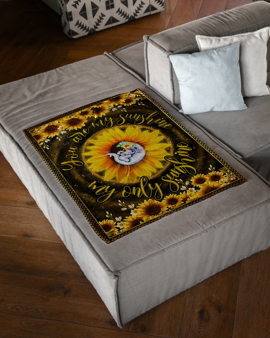 Elephant You Are My Sunshine Flannel Blanket For Cozy Bedroom Sofa Decor