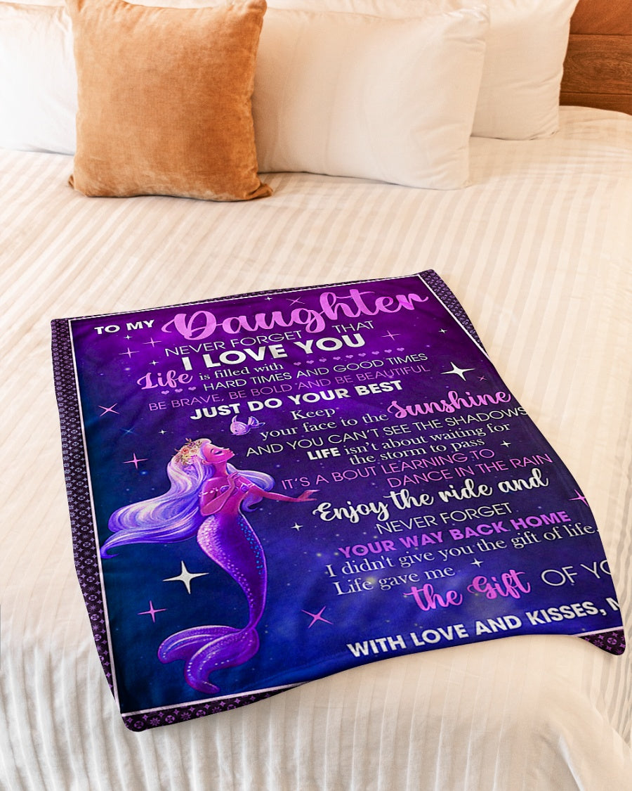 Mermaid Never Forget That I Love You Mom To Daughter Flannel Blanket For Cozy Bedroom Sofa Decor