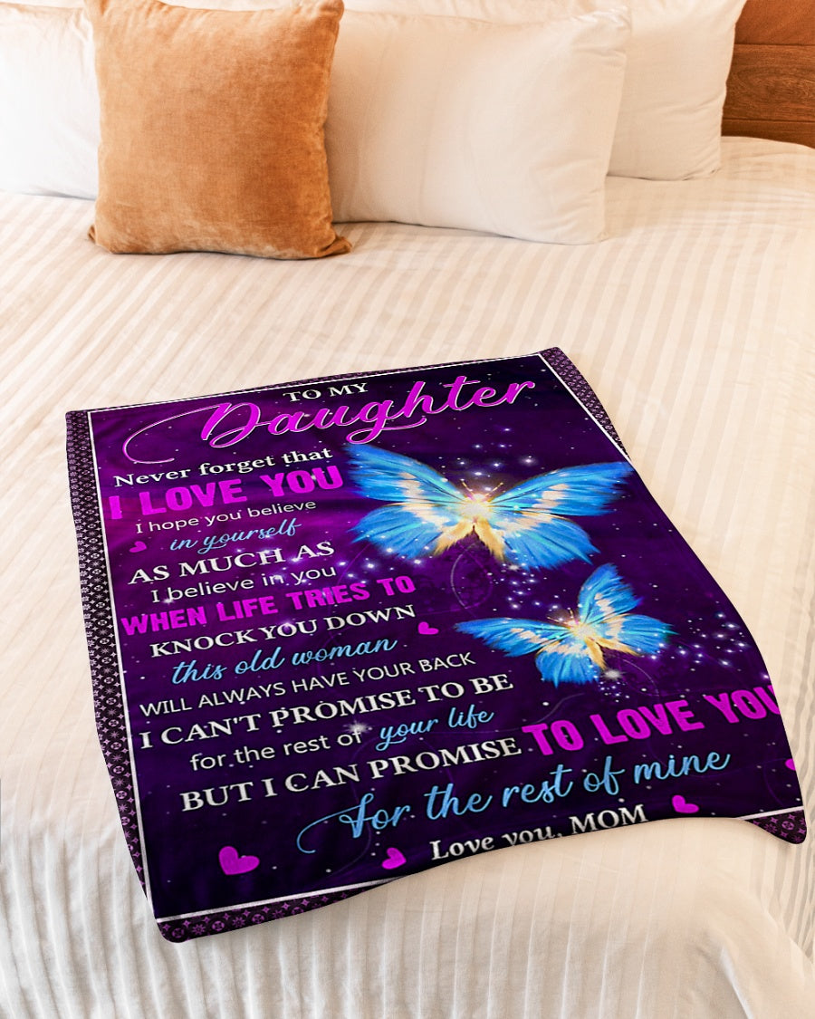 Butterfly Never Forget That I Love You Mom To Daughter Flannel Blanket For Cozy Bedroom Sofa Decor