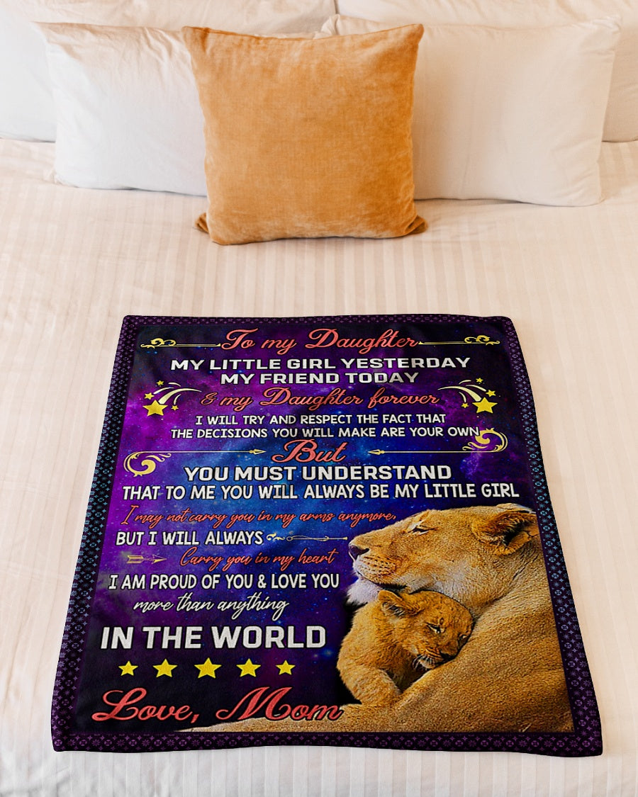 Lion My Heart Daughter Gift Flannel Blanket For Cozy Bedroom Sofa Decor