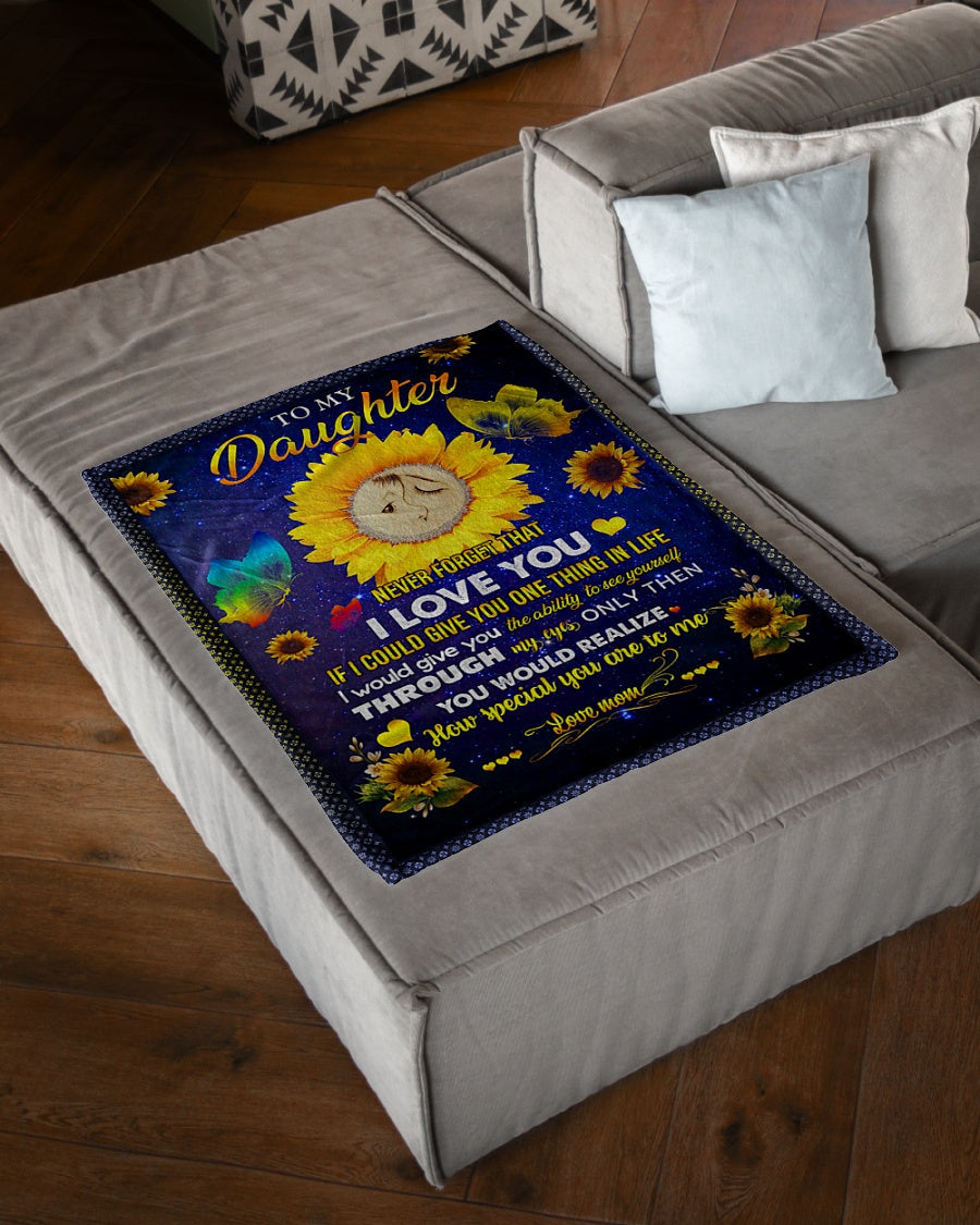 Sunflower Never Forget I Love You Mom To Daughter Flannel Blanket For Cozy Bedroom Sofa Decor