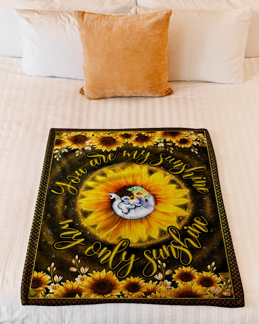 Elephant You Are My Sunshine Flannel Blanket For Cozy Bedroom Sofa Decor