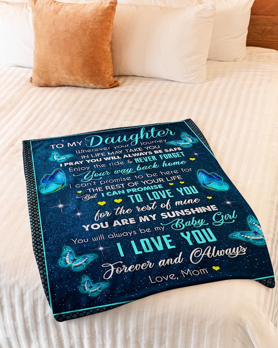 Butterfly Wherever Your Journey In Life Mom To Daughter Flannel Blanket For Cozy Bedroom Sofa Decor