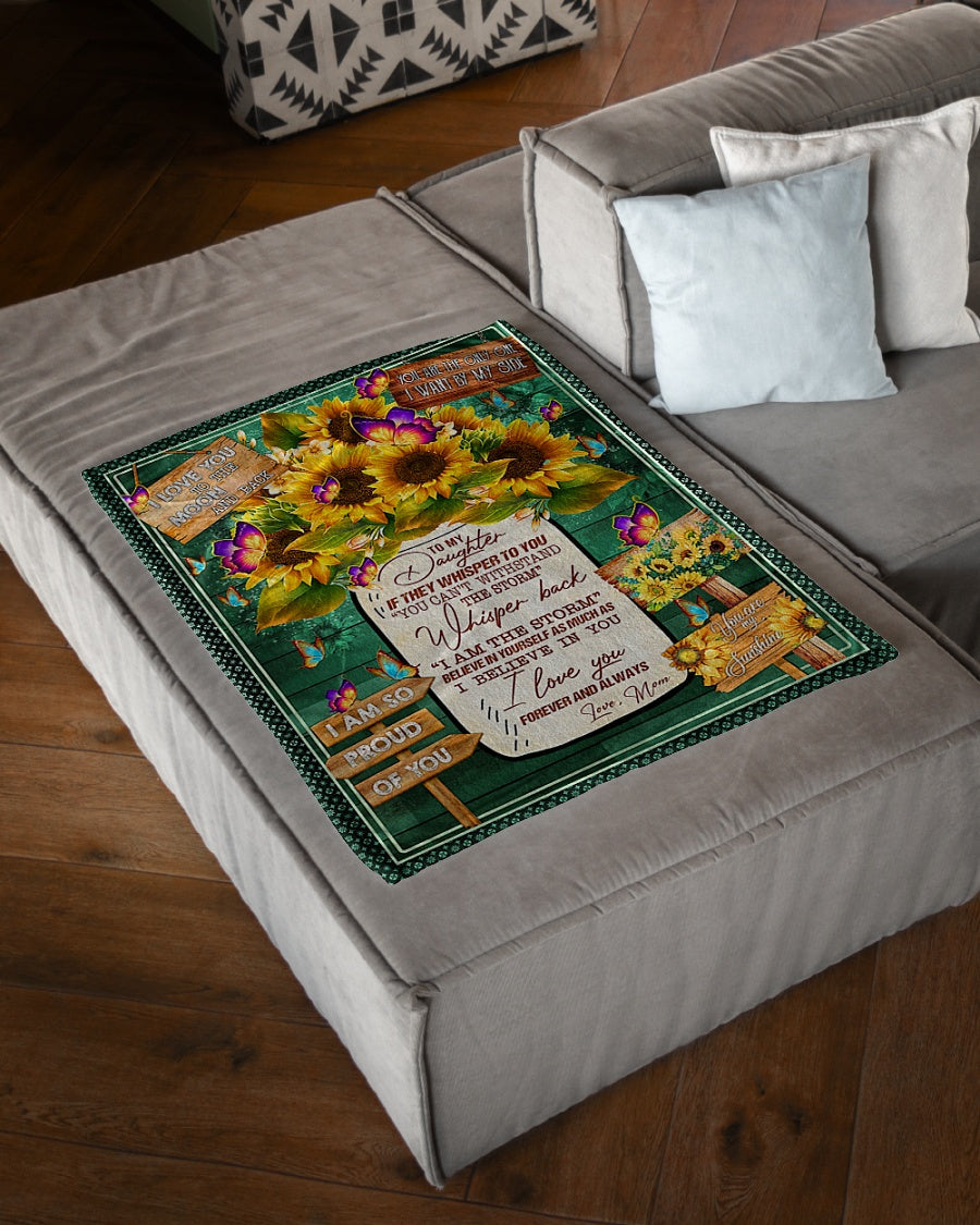 Sunflower I Am The Storm Mom To Daughter Flannel Blanket For Cozy Bedroom Sofa Decor