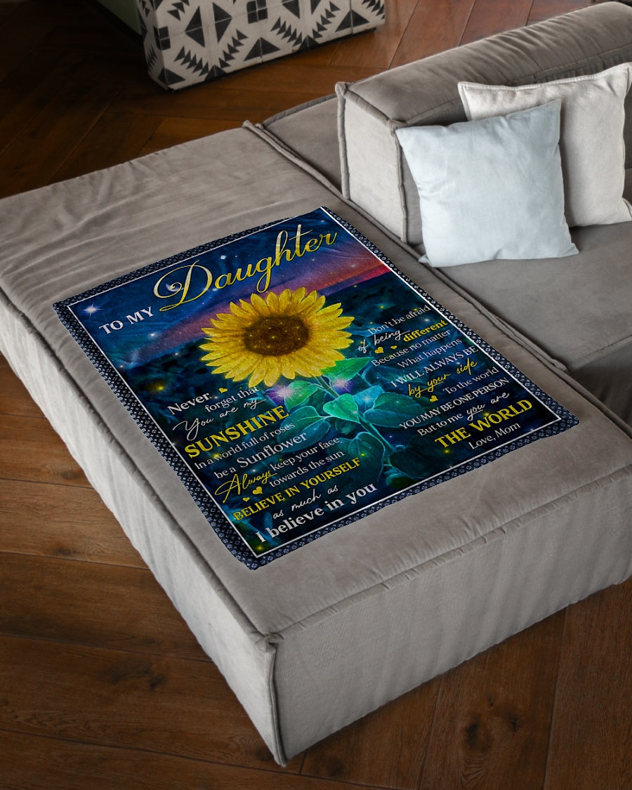 Sunflower Never Forget That You're My Sunshine Mom To Daughter Flannel Blanket For Cozy Bedroom Sofa Decor