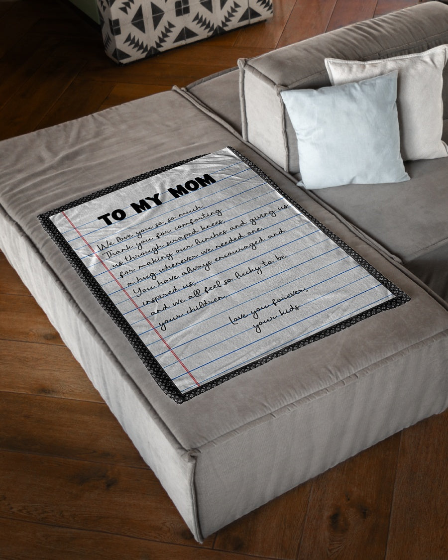 Dear Mom Letter Flannel Blanket For Cozy Bedroom Sofa Decor