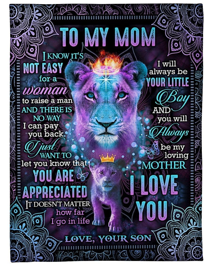 Lion You Will Always Be My Loving Mother Your Little Boy Flannel Blanket For Cozy Bedroom Sofa Decor