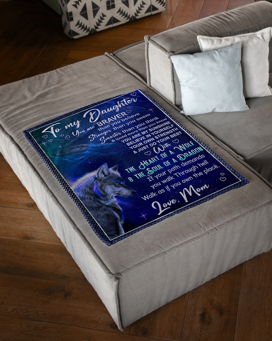 Wolf Believe In Yourself Daughter Gift Flannel Blanket For Cozy Bedroom Sofa Decor