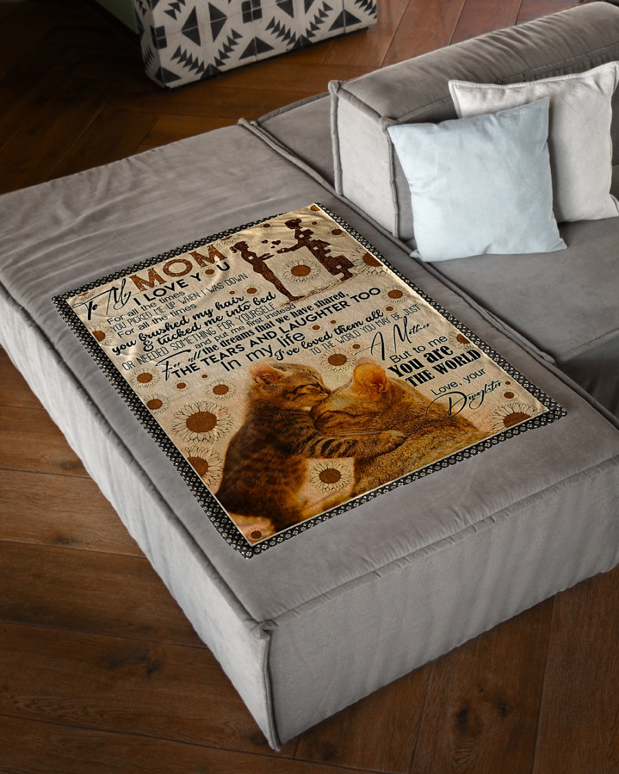 Cat To My Mom Cat In My Life Flannel Blanket For Cozy Bedroom Sofa Decor
