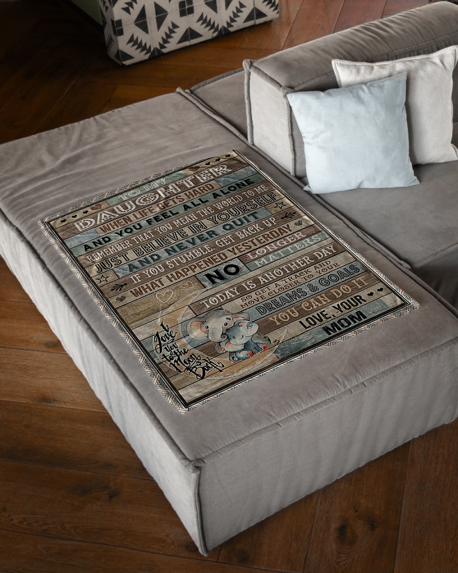 Elephant You Can Do It Daughter Gift Flannel Blanket For Cozy Bedroom Sofa Decor