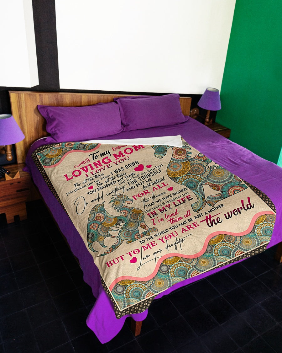 Hippie To My Mom Dragon In My Life Flannel Blanket For Cozy Bedroom Sofa Decor