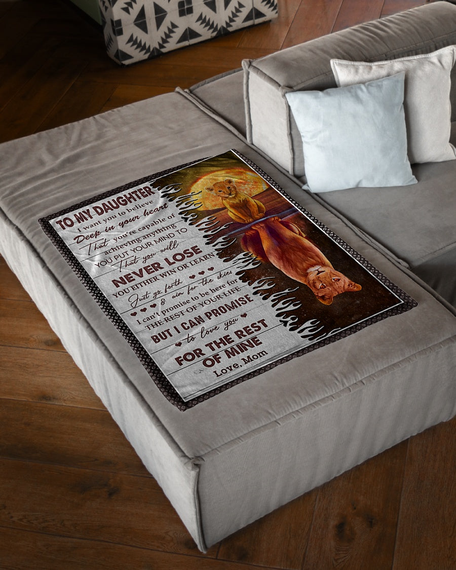 Lion Deep In Your Heart Daughter Gift Flannel Blanket For Cozy Bedroom Sofa Decor