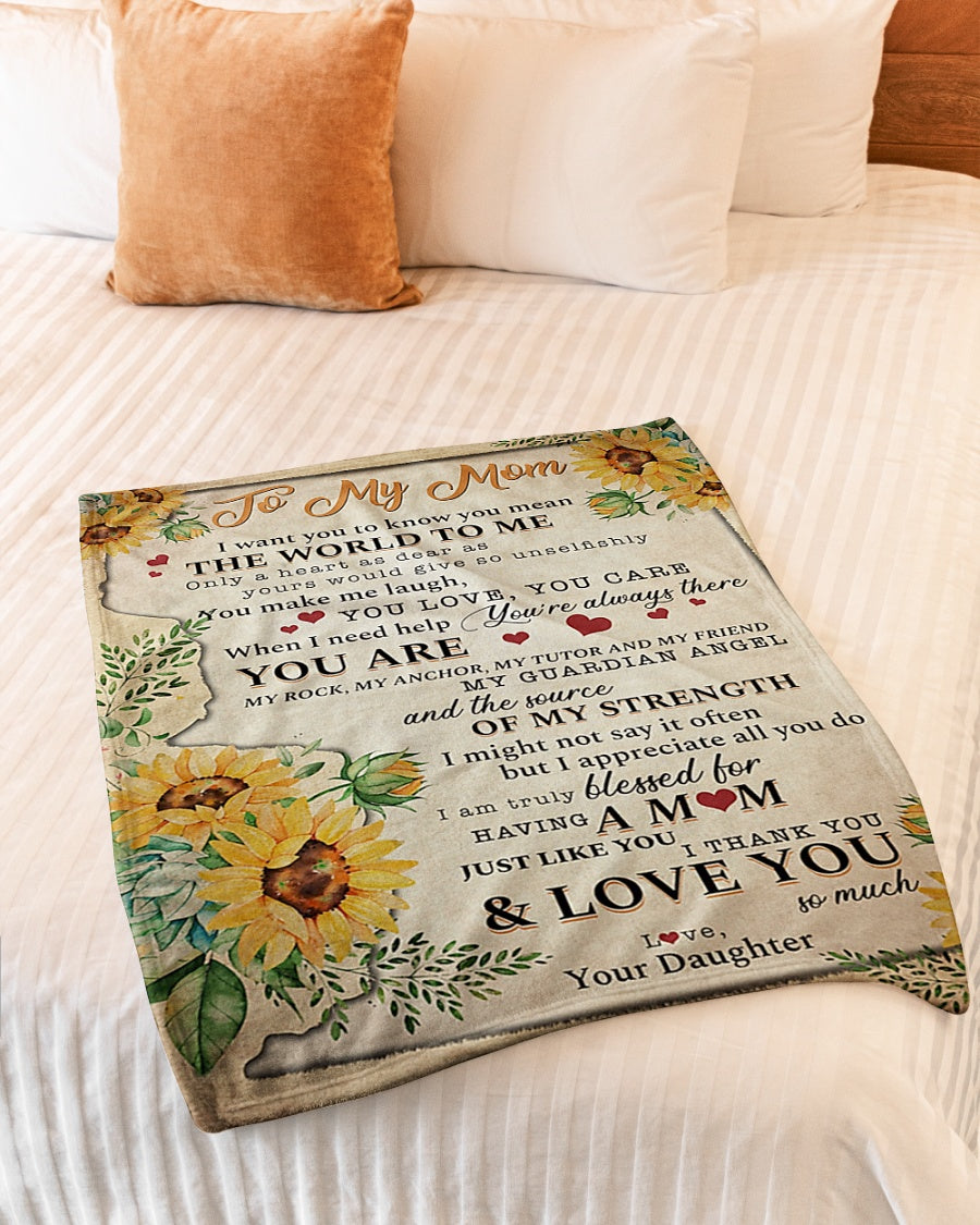 Sunflower I Love You With All My Heart Flannel Blanket For Cozy Bedroom Sofa Decor