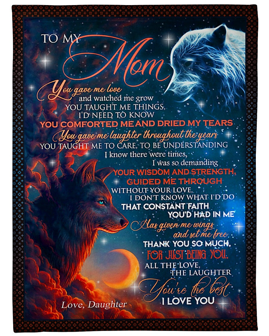 Wolf You Gave Me Love Mother Flannel Blanket For Cozy Bedroom Sofa Decor