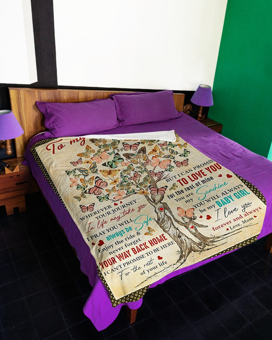 Butterfly Wherever Your Journey In Life Mom To Daughter Flannel Blanket For Cozy Bedroom Sofa Decor