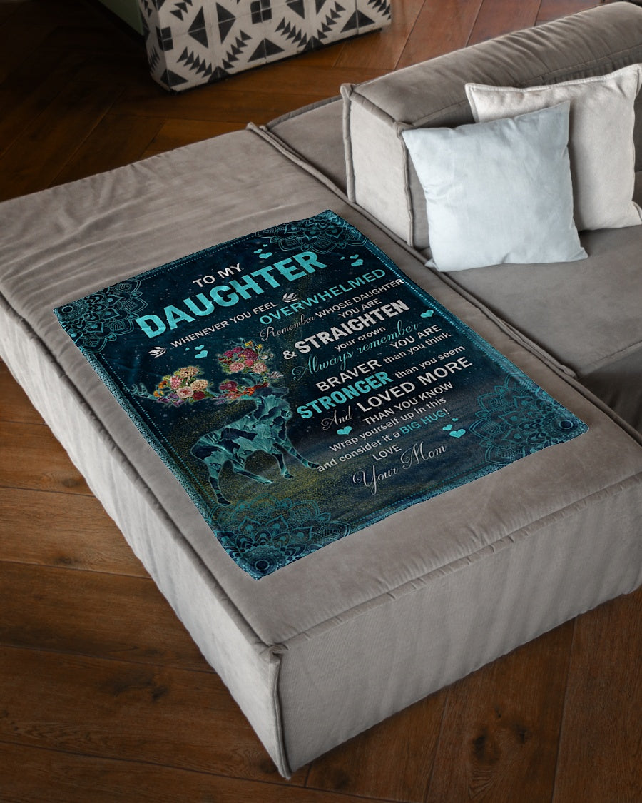 Deer Whenever Feel Overwhelmed Deer Mom To Daughter Flannel Blanket For Cozy Bedroom Sofa Decor