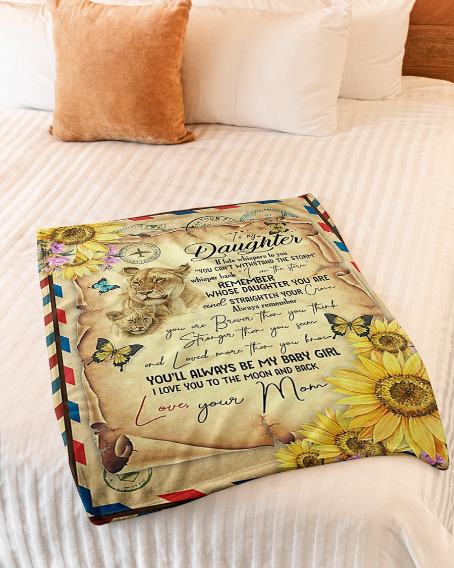 Lion I Love You Daughter Gift Flannel Blanket For Cozy Bedroom Sofa Decor
