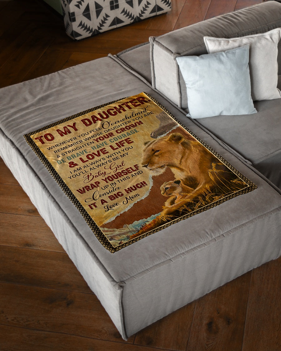 Lion Consider Big Hug Daughter Gift Flannel Blanket For Cozy Bedroom Sofa Decor