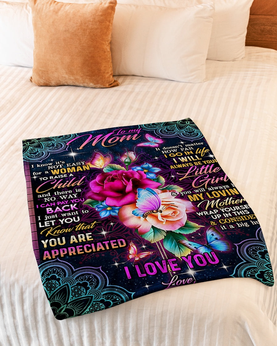 Rose I Love You With All My Heart My Loving Mother Flannel Blanket For Cozy Bedroom Sofa Decor