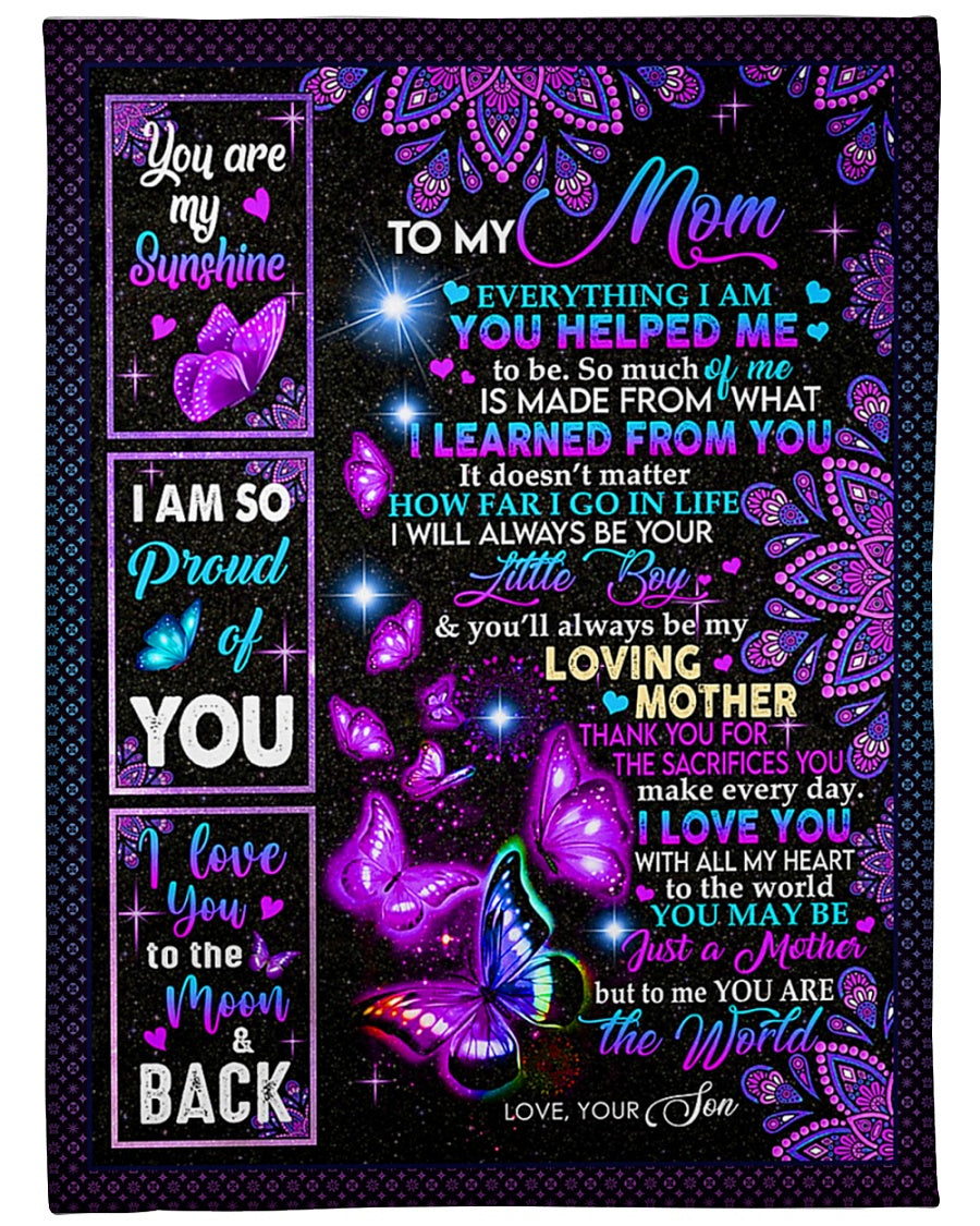 Butterfly To Me You Are The World Mother Flannel Blanket For Cozy Bedroom Sofa Decor