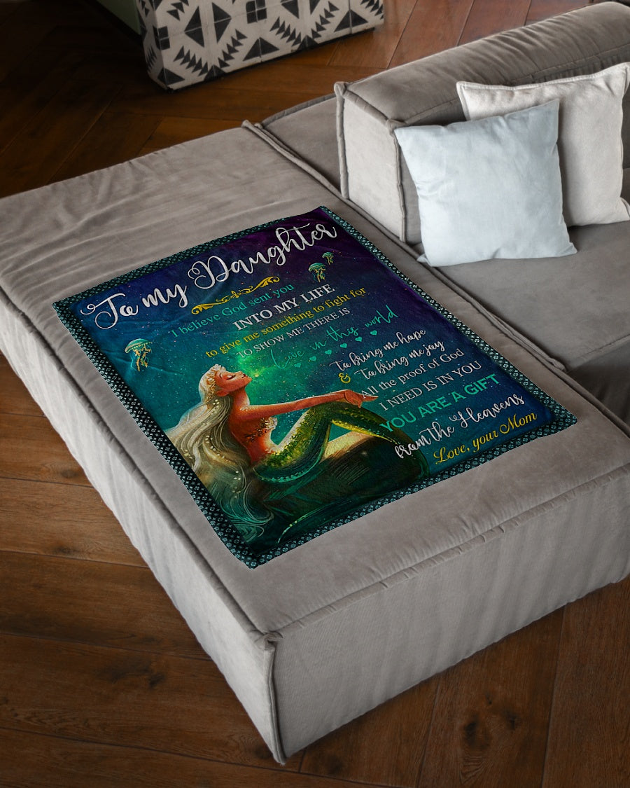 Mermaid You Are The Gift From The Heavens Mom To Daughter Lover Flannel Blanket For Cozy Bedroom Sofa Decor